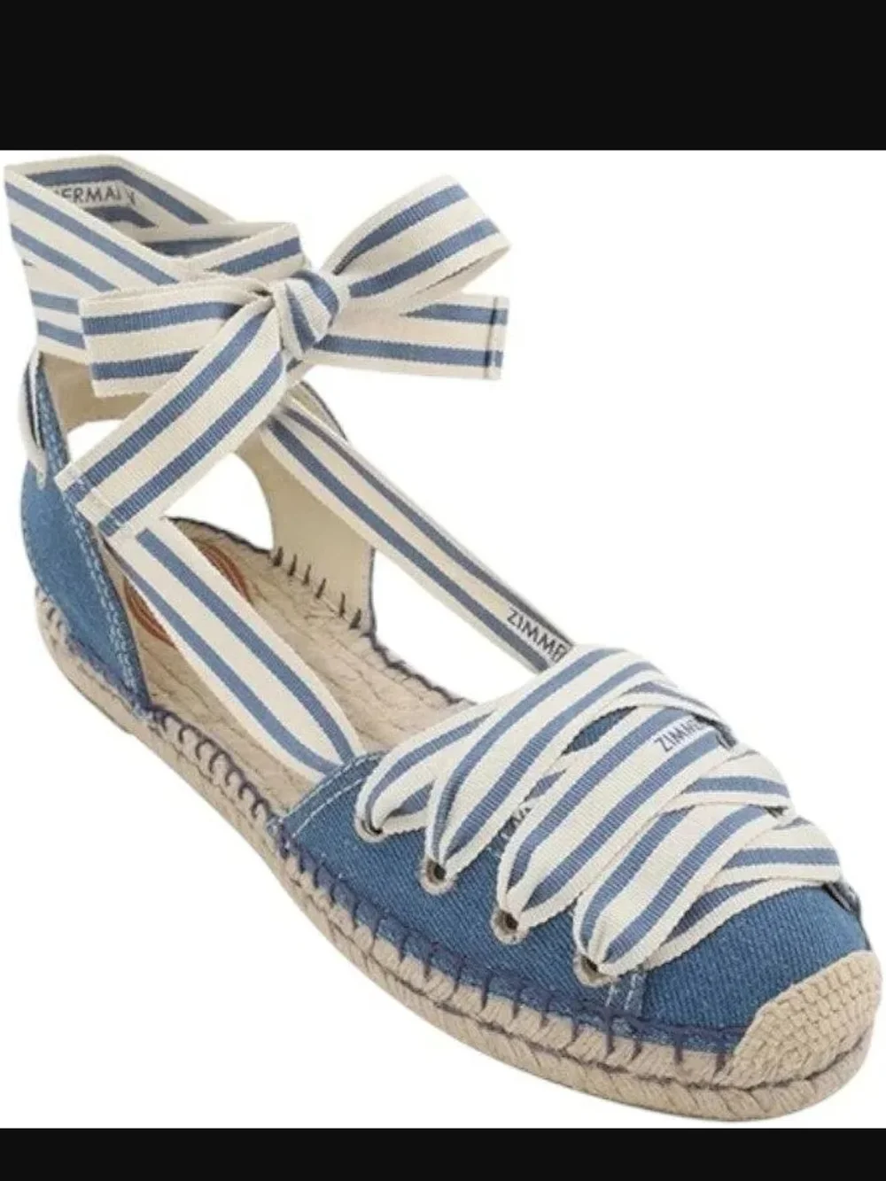 Zimmermann Blue and White Striped Lace-Up Espadrille